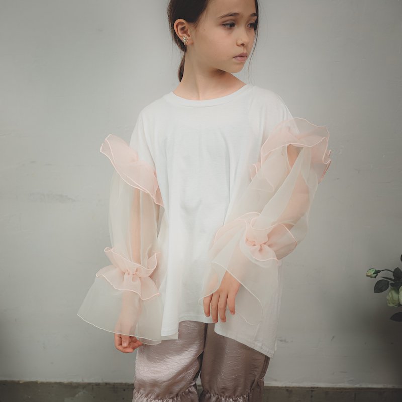 フリルオーガンジーソフトTシャツ/SS・S・M