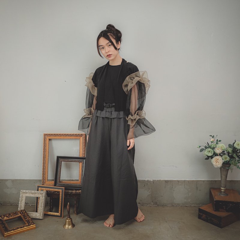 フリルオーガンジーソフトTシャツ/0（145~155）・1（Free）