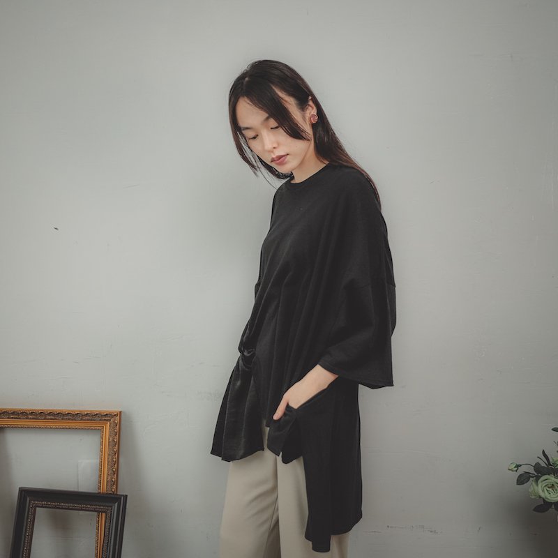 サテンドレープソフトTシャツ/0（145~155）・1（Free）