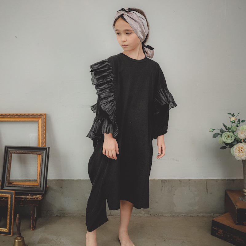 プリーツフリルワンピース/SS・S・M