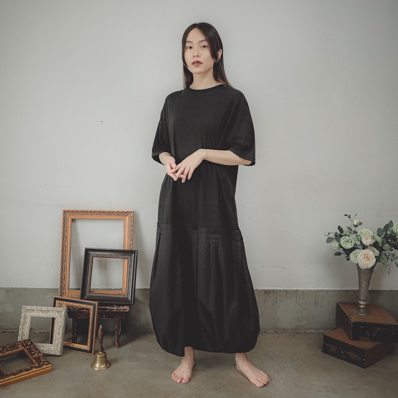 異素材タックスカートワンピース/0（145~155）・1（Free）