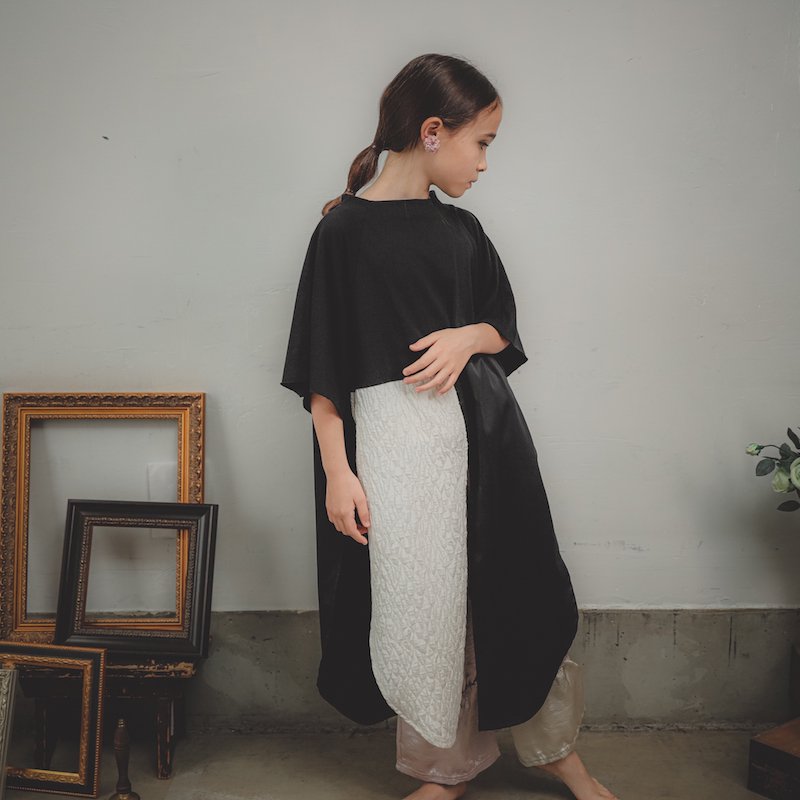 異素材切り替えハイネックロングTシャツ/SS・S・M