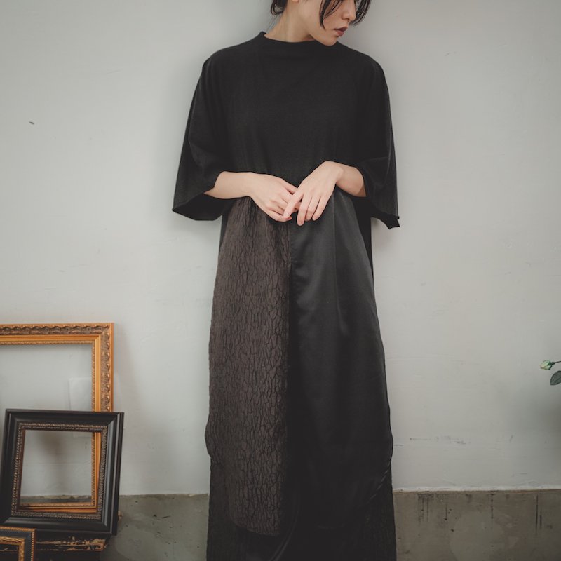 異素材切り替えハイネックロングTシャツ/0（145~155）・1（Free）